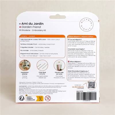 KIT BRODERIE AVEC TAMBOUR 15 CM - AMI DU JARDIN