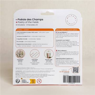 KIT BRODERIE AVEC TAMBOUR 15 CM - POESIE DES CHAMPS
