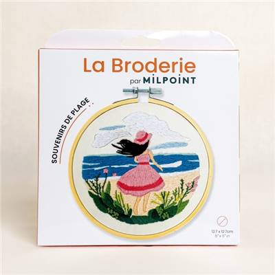 KIT BRODERIE AVEC TAMBOUR 15 CM - SOUVENIRS DE PLAGE