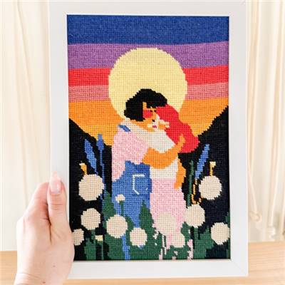 CANEVAS IMPRIME BLANC - DESSIN 20 X 30 CM - AMOURS LUNAIRES