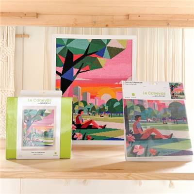 CANEVAS IMPRIME BLANC - DESSIN 40 X 50 CM - PARC AU CREPUSCULE