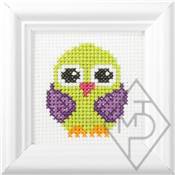 KIT PT COMPTE 9 X 9 CM  + CADRE - PETIT OISEAU VERT