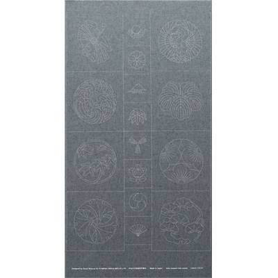 TISSU TSUMUGI B2506 GRIS VERT IMPRIME -PANNEAU 61X108 CM -MINI 9 P.