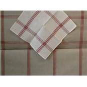 ETAMINE LIN 12 FILS IVOIRE CARREAUX ROUGES - COUPE DE BASE 57X170 CM