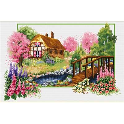 NO COUNT CROSS STITCH - LE COTTAGE AU PRINTEMPS