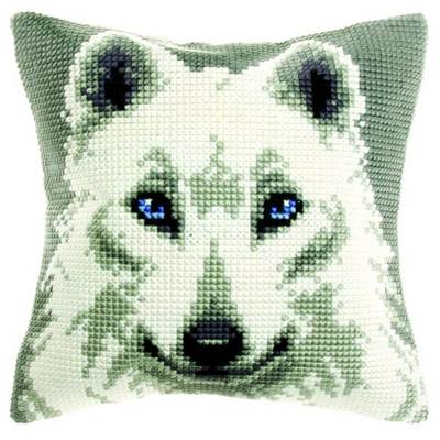 COUSSIN PT DE CROIX EN KIT 40 X 40 CM - TÊTE DE LOUP