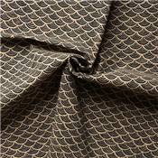 COUPON TISSU 50X55 JAP VAGUES NOIRES FOND ECRU
