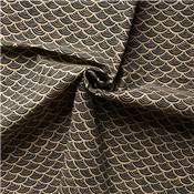 COUPON TISSU 45X55 JAP VAGUES NOIRES FOND ECRU