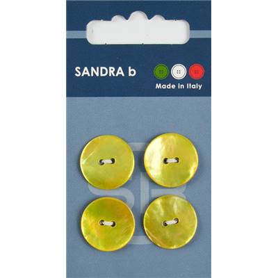 Carte 4 boutons Nacre 2 trous vernis brillant - 18 mm - Jaune