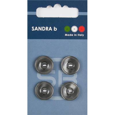 Carte 4 boutons plastique 2 trous - 15 mm - Gris