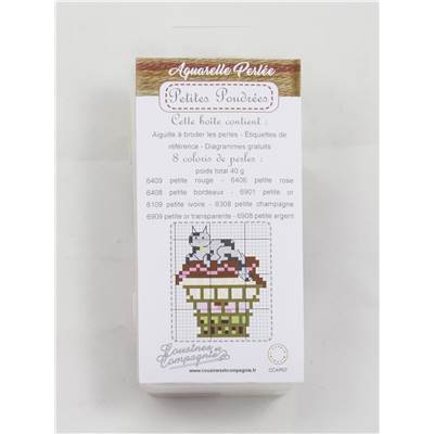 BOITE AQUARELLE PERLEE - ASSORTIMENT 8 COULEURS + AIGUILLE- POUDREES