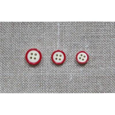 LOT 30 BOUTONS LISERE 9 MM - ROUGE