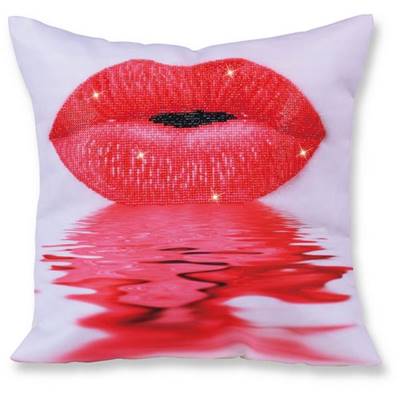KIT BRODERIE DIAMANT - COUSSIN DECORATIF LEVRES ECARLATES