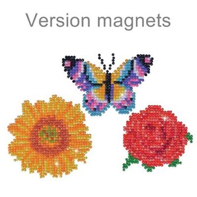 KIT BRODERIE DIAMANT - LOT 3 MAGNETS FLEURS ET PAPILLON