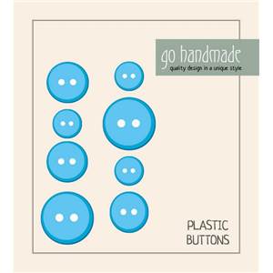 CARTE 8 BOUTONS PLASTIQUE ASSORTIS 11-15-20 MM - BLEU