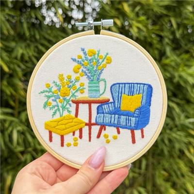 KIT BRODERIE AVEC TAMBOUR 15 CM - COIN COSY