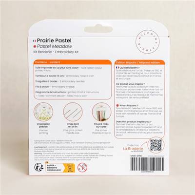 KIT BRODERIE AVEC TAMBOUR 15 CM - PRAIRIE PASTEL