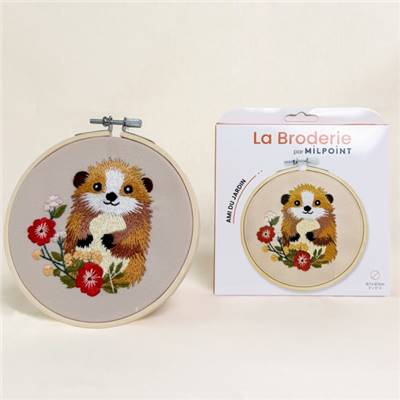 KIT BRODERIE AVEC TAMBOUR 15 CM - AMI DU JARDIN
