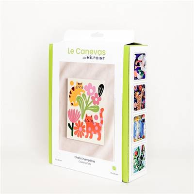 KIT CANEVAS COMPLET - DESSIN 15 X 20 CM - CHATS CHAMPETRES
