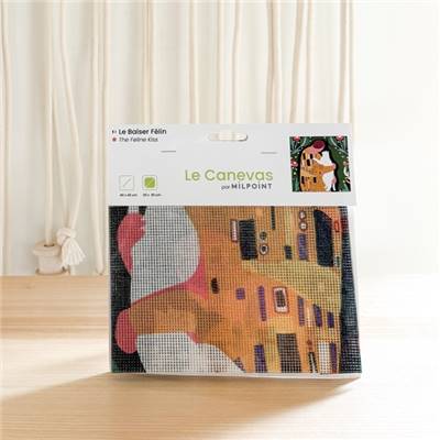 CANEVAS IMPRIME BLANC - DESSIN 30 X 30 CM - LE BAISER FELIN