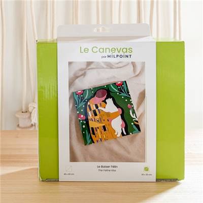 KIT CANEVAS COMPLET - DESSIN 30 X 30 CM - LE BAISER FELIN