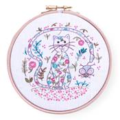 KIT CHAT FLEURI AVEC TAMBOUR - COLLECTION MARIE SUAREZ