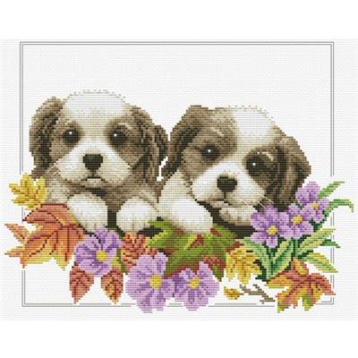 NO COUNT CROSS STITCH - PEEKING PUPS