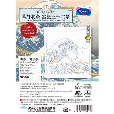 KIT OLYMPUS SK407 - SASHIKO LA VAGUE D'HOKUZAI - 34 X 34 CM