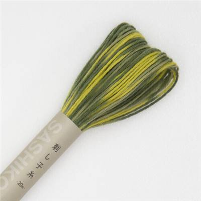 FIL SASHIKO DEGRADE - COL 95 - VERT/JAUNE - LOT DE 6 ECH. DE 20 M