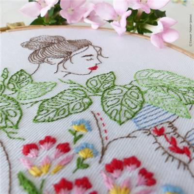 MONSTERA MONKEY LADY-KIT BRODERIE 21X21CM-TAMBOUR NON INCLUS-TAMAR NY