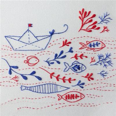 SAILING UPSTREAM - KIT BRODERIE 21X21CM - TAMBOUR NON INCLUS