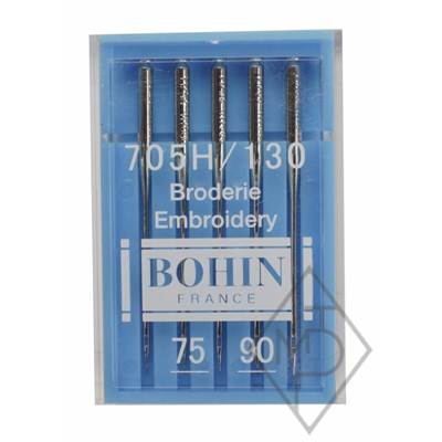 AIGUILLES MACHINE BOHIN TALON PLAT - BRODERIE AM705 75/90 - ETUI DE 5