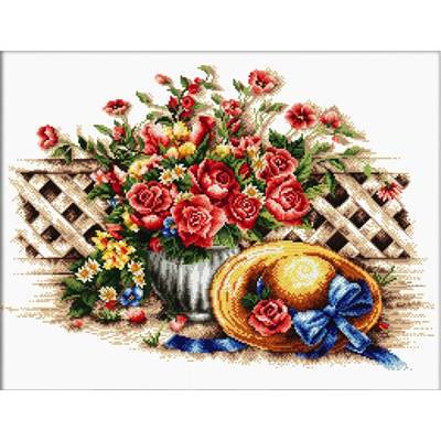 NO COUNT CROSS STITCH - LE CHAPEAU DE PAILLE ET LE BOUQUET DE ROSES