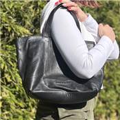 SHOPPER EN CUIR AVEC BANDOULIERE MUUD - HIBA - NOIR