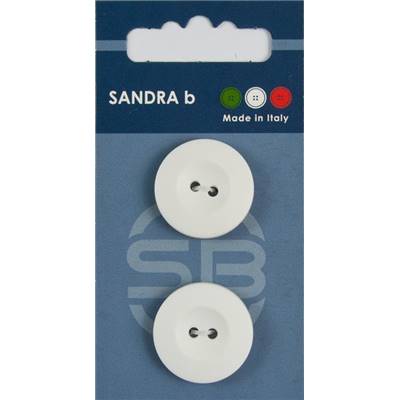 Carte 2 boutons nylon classique avec trous - 23 mm - Blanc