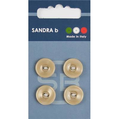 Carte 4 boutons plastique 2 trous - 15 mm - Beige
