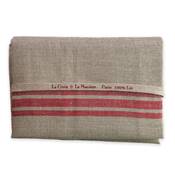 COUPON LIN RAYE NATUREL-Rouge 80X57 CM