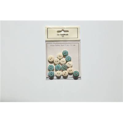 LOT 15 BOUTONS BOIS GRIS - HEART DESIGN - 15 MM