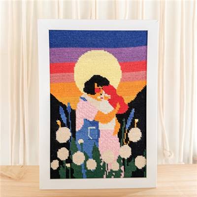 CANEVAS IMPRIME BLANC - DESSIN 20 X 30 CM - AMOURS LUNAIRES