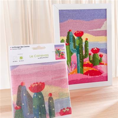 CANEVAS IMPRIME BLANC - DESSIN 20 X 30 CM - LE RIVAGE DES CACTUS