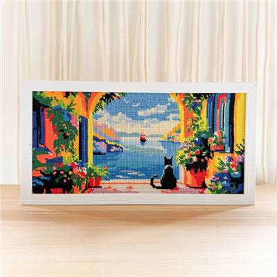 CANEVAS IMPRIME BLANC - DESSIN 40 X 20 CM - LE GARDIEN DE LA BAIE