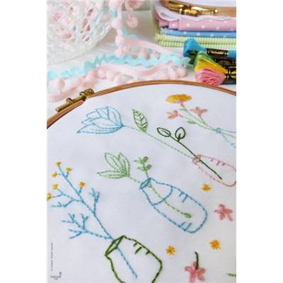 SPRING FLOWERS - KIT BRODERIE 21X21CM - TAMBOUR NON INCLUS