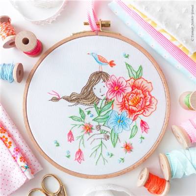 BLOOMING GIRL - KIT BRODERIE 21X21CM - TAMBOUR NON INCLUS