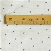 DOUBLE GAZE IMPRIMEE COTON BIO  - 135 CM - ETOILES CHARBON