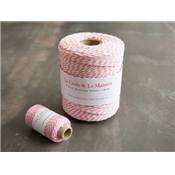 PETITE BOBINE FIL BICOLORE BLANC-ROSE - 35 M - 10 G