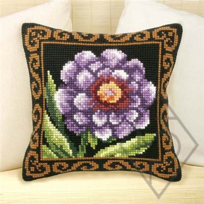 COUSSIN PT DE CROIX EN KIT 40 X 40 CM - DAHLIA VIOLET