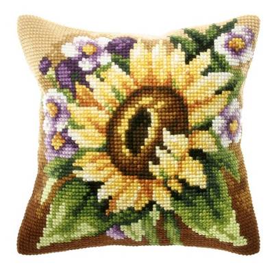 COUSSIN PT DE CROIX EN KIT 40 X 40 CM - LA FLEUR DE TOURNESOL